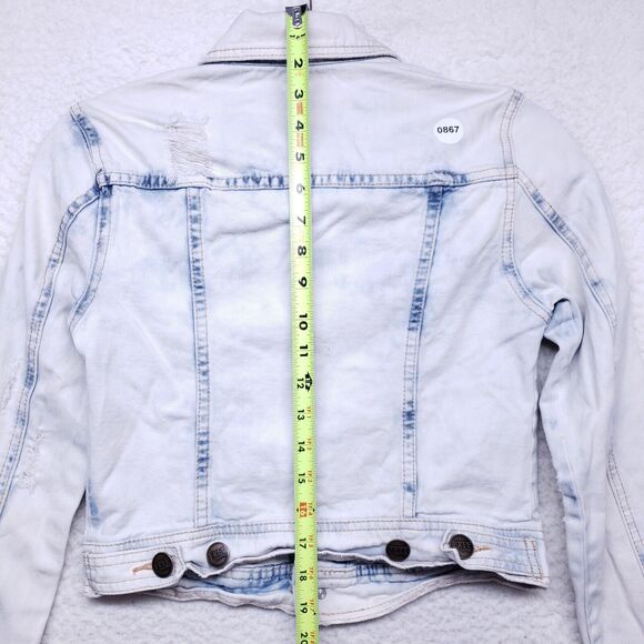 Free People Button Up Blue Jean Jacket Womens Size 2 Denim Casual Coat - Picture 7 of 10